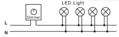 Схема на свързване на димер към няколко LED лампи